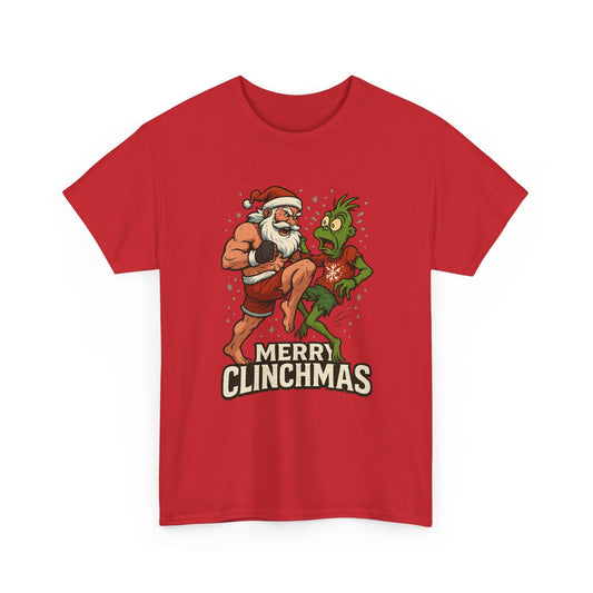 Merry Clinchmas - (Santa vs Green Holiday Villain) T-Shirt | Funny Christmas Tee