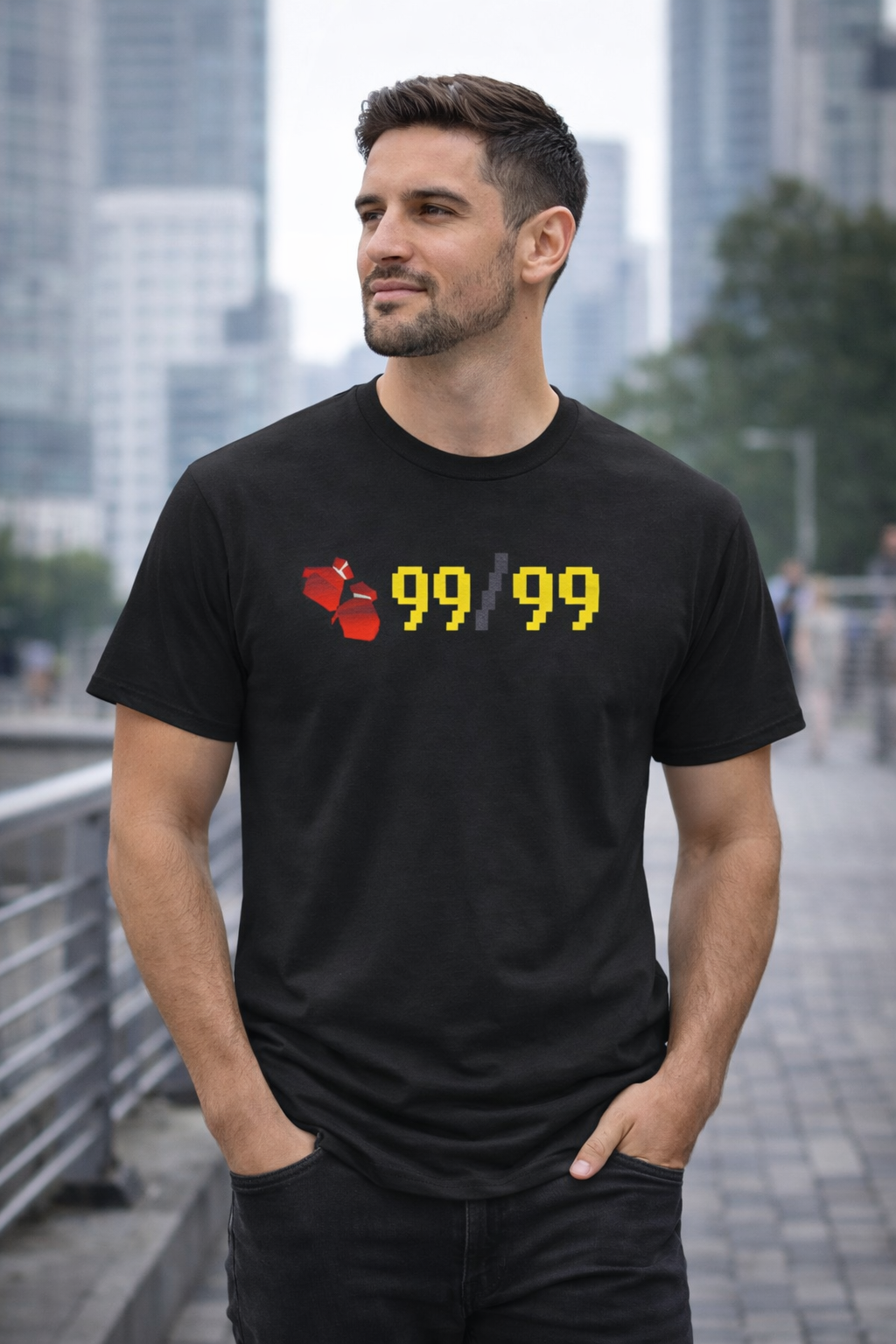 99/99 Combat Skill Maxed - Retro RPG Boxing Tee (Pixel Art Gamer Shirt)